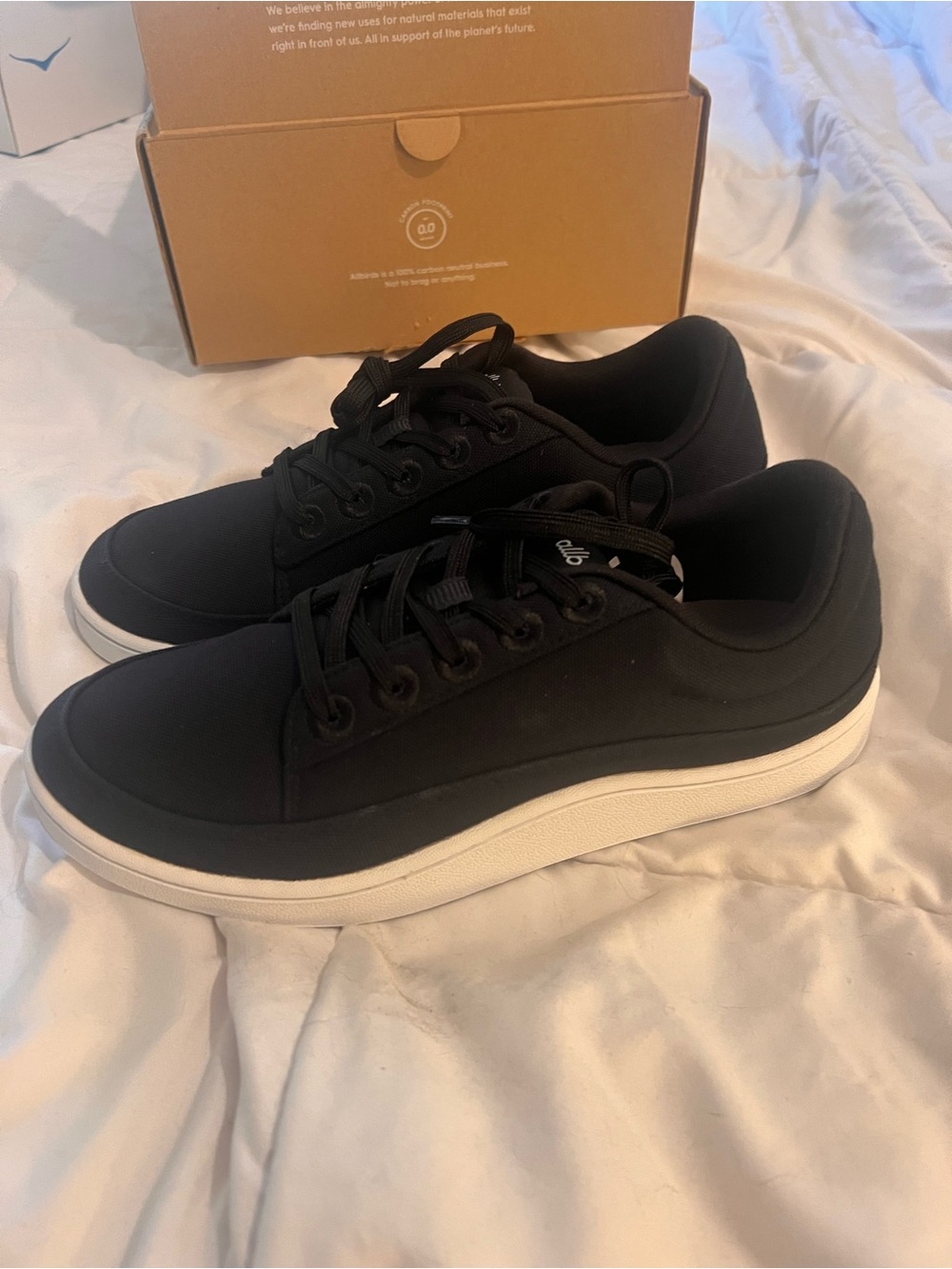 Allbirds  Women’s Black Low-Top Canvas Athletic Sneakers Pacer Blizzard sz 9